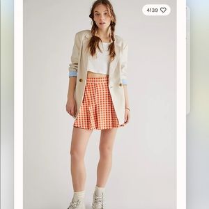 Free People Honey Pleated Skirt- Mandarin Combo